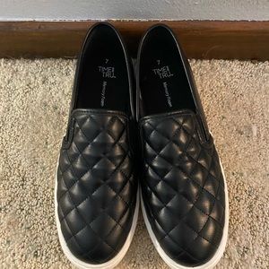 Time and true black slip ons
